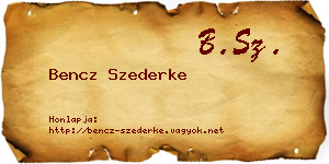 Bencz Szederke névjegykártya